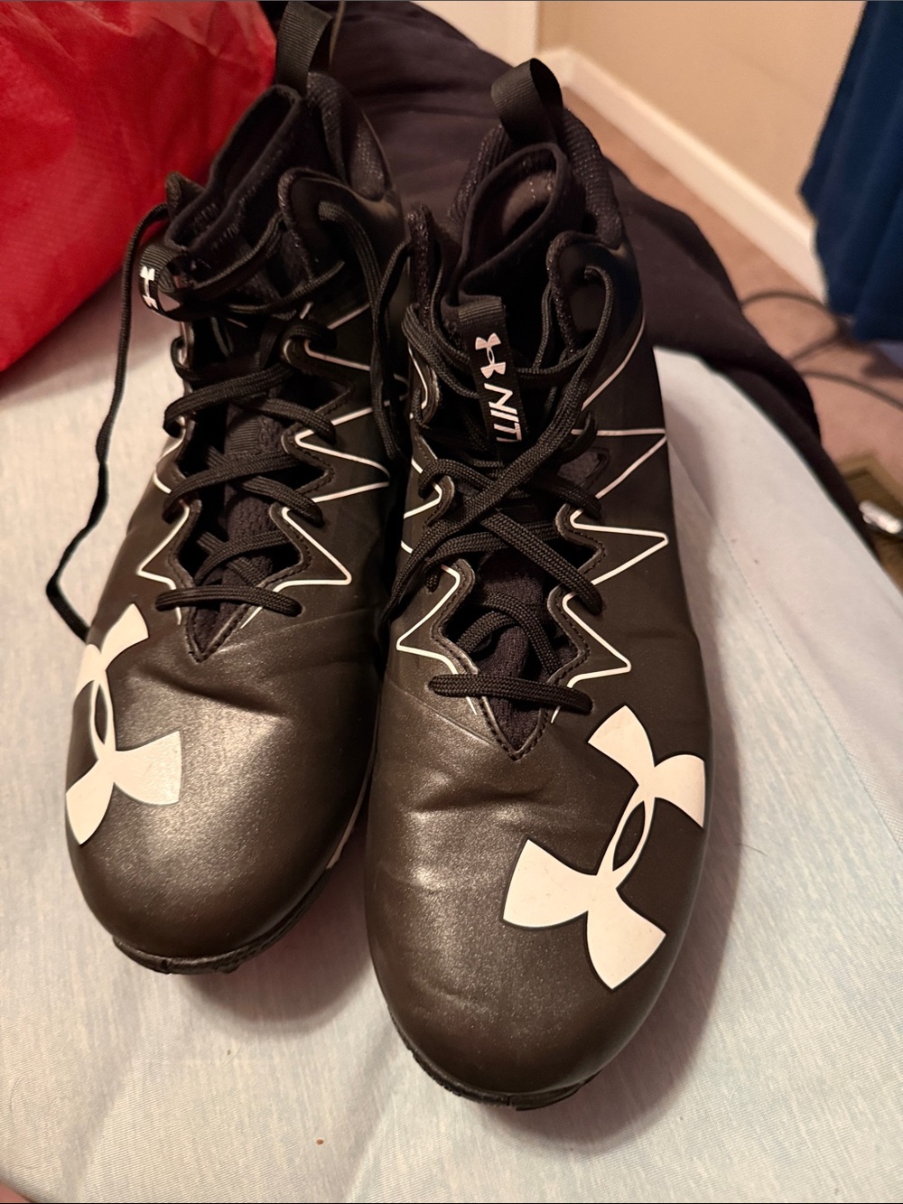 Under Armour Black Athletic Turf football Cleats with White Logos